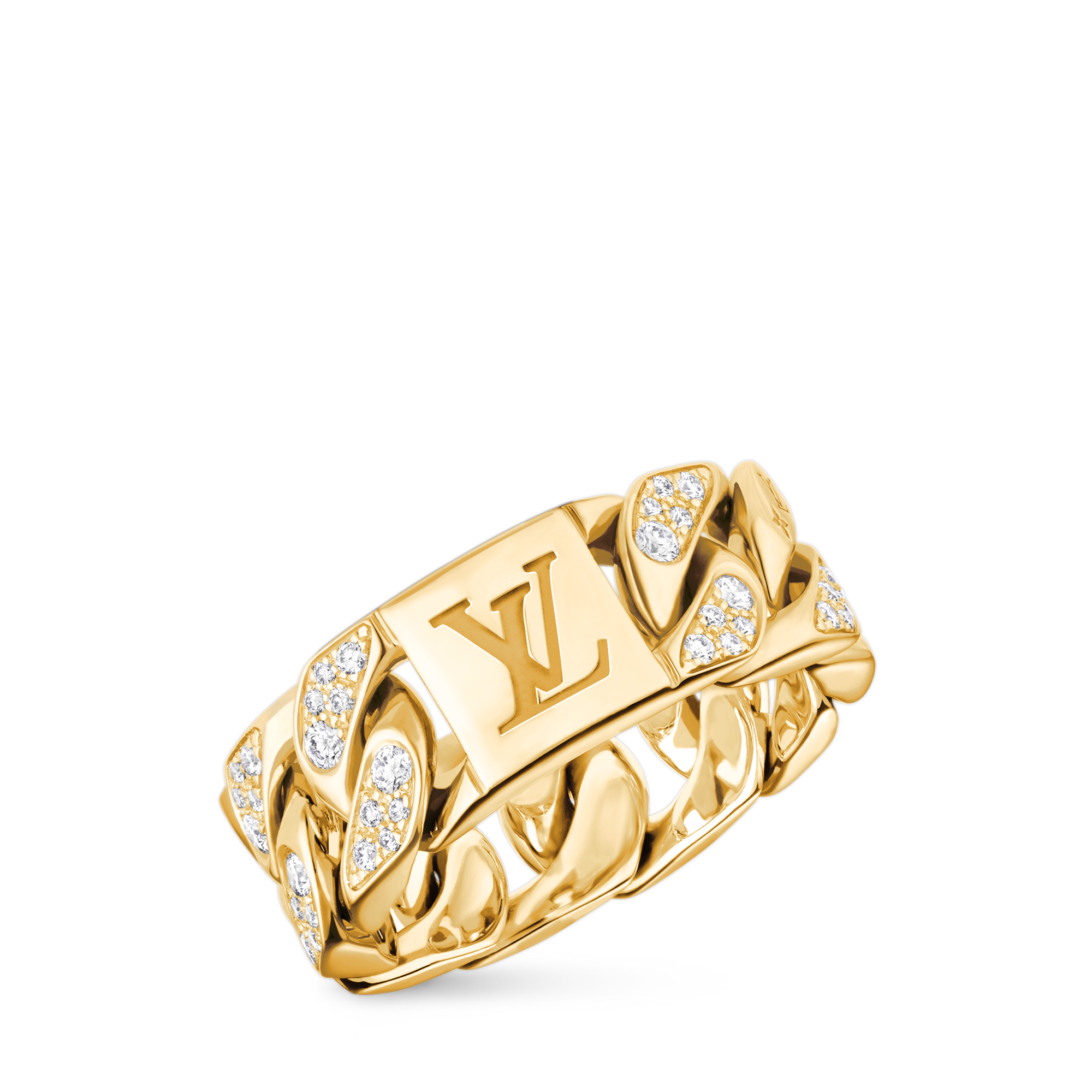 Bague Cuban Chain, or jaune et diamants  Les Extraordinaires Joaillerie Bagues | LOUIS VUITTON (Zoom produit)