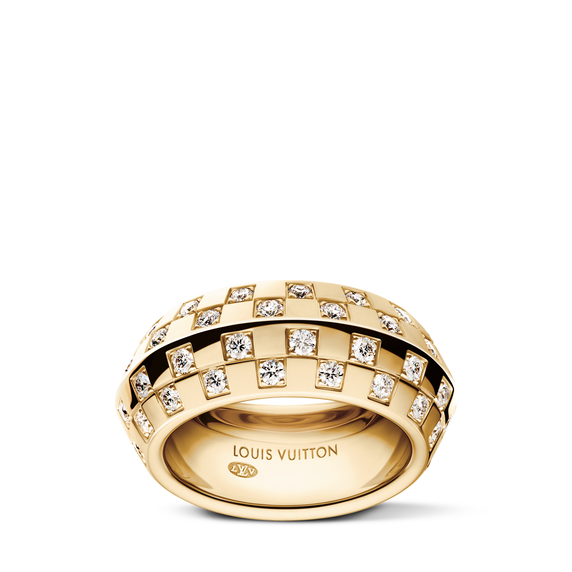 Bague Le Damier de Louis Vuitton, or jaune et diamants  Joaillerie Catégories Bagues | LOUIS VUITTON (Zoom produit)