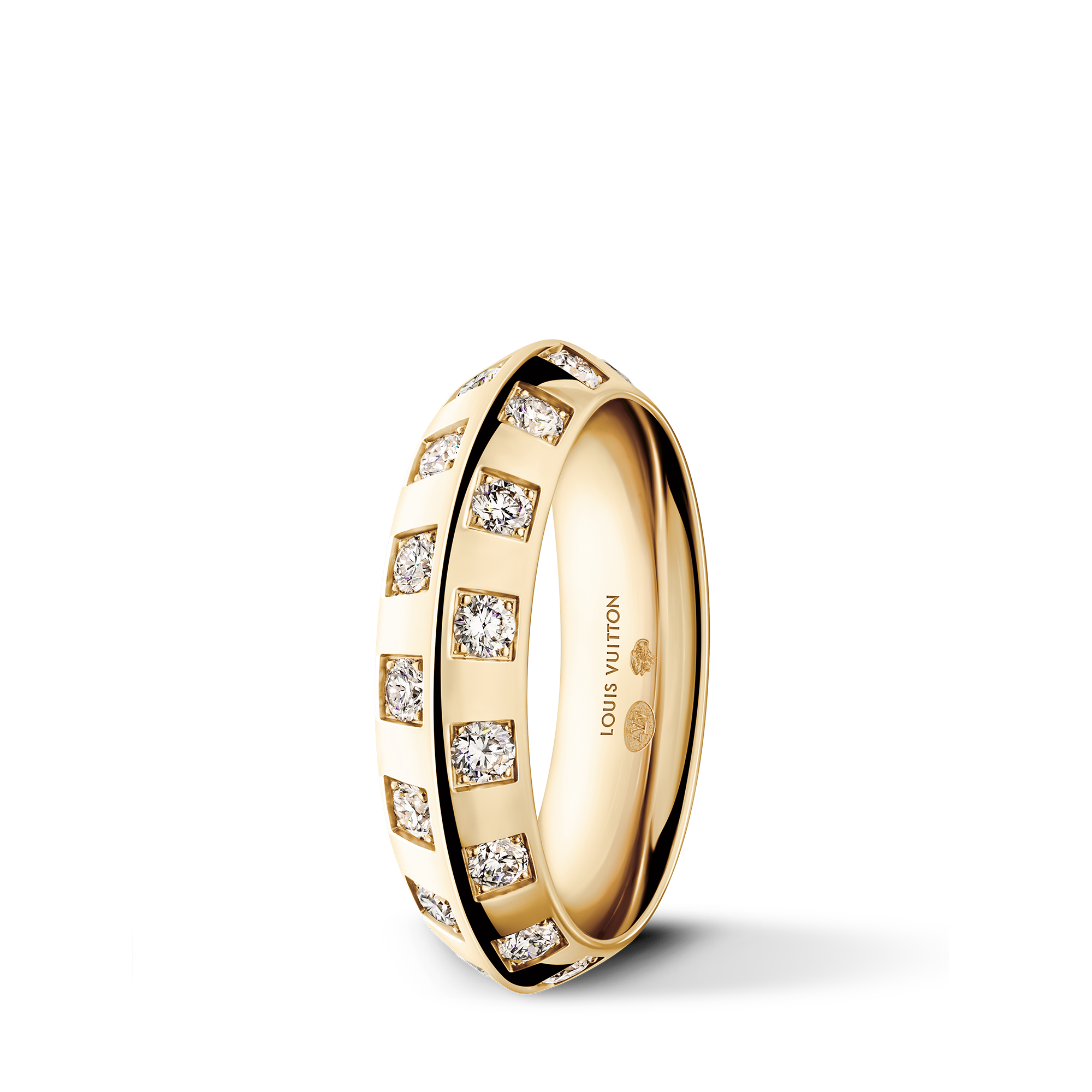 Bague medium Le Damier de Louis Vuitton, or jaune et diamants  Joaillerie Catégories Bagues | LOUIS VUITTON (Zoom produit)