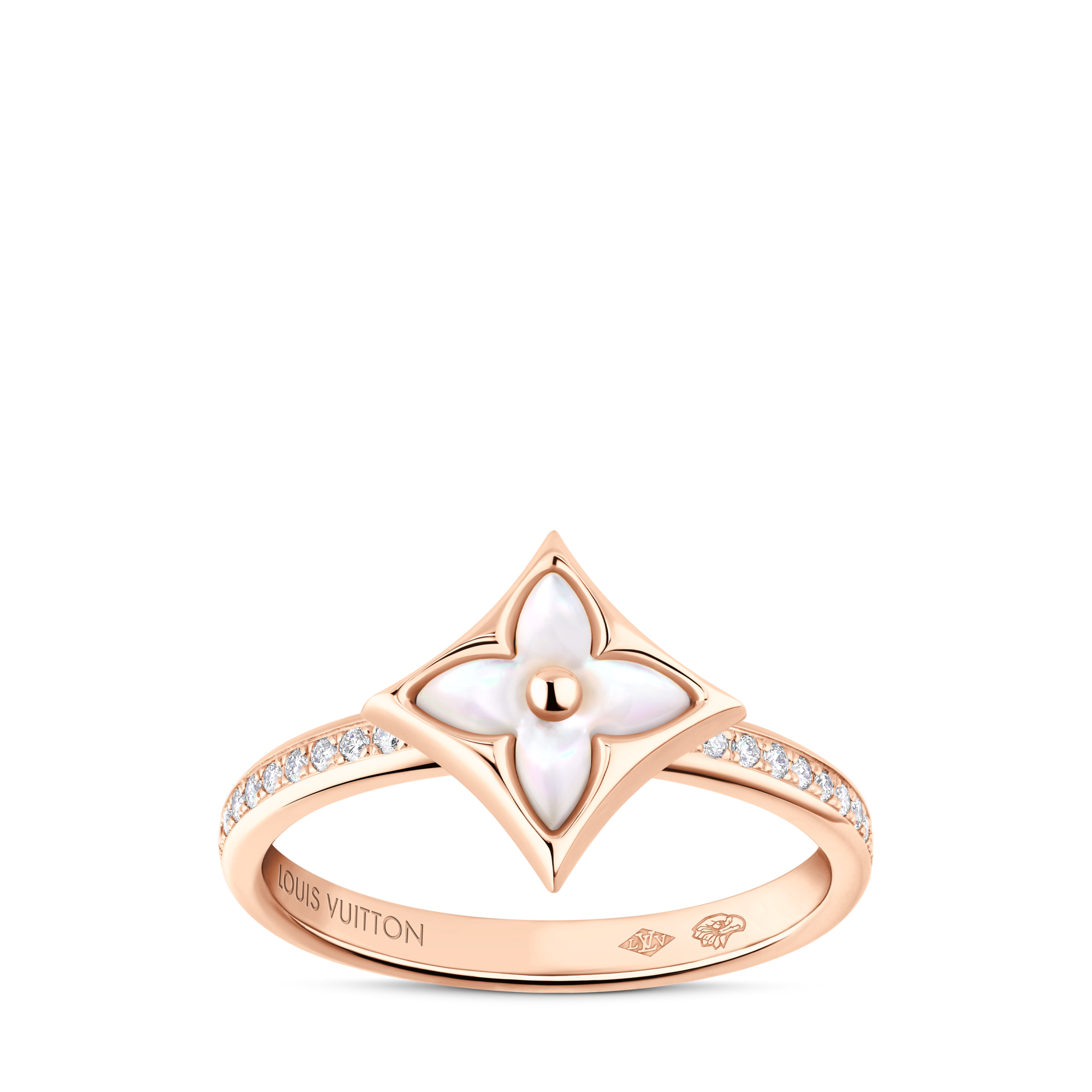 Bague Star Color Blossom XS, or rose, nacre blanche et diamants | LOUIS ...