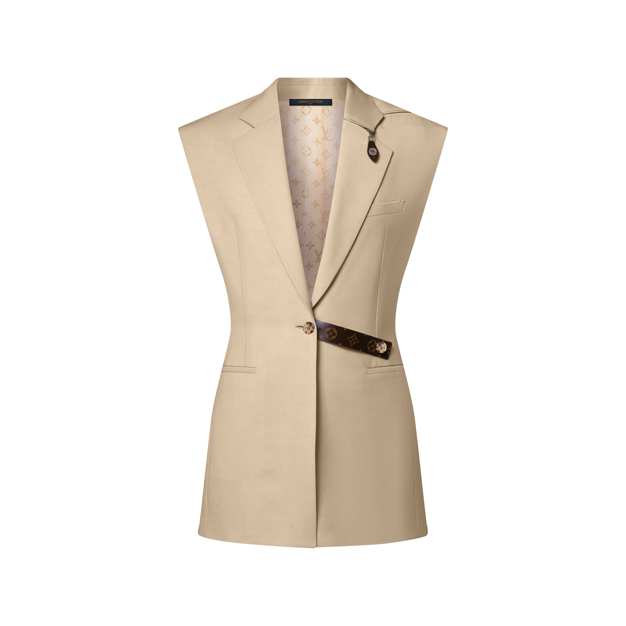 Blazer Sans Manches Femme - Veste Costume à Revers Ouvert - Couleur Unie, Bouton Simple - Gilet Classique Business Ou Décontracté