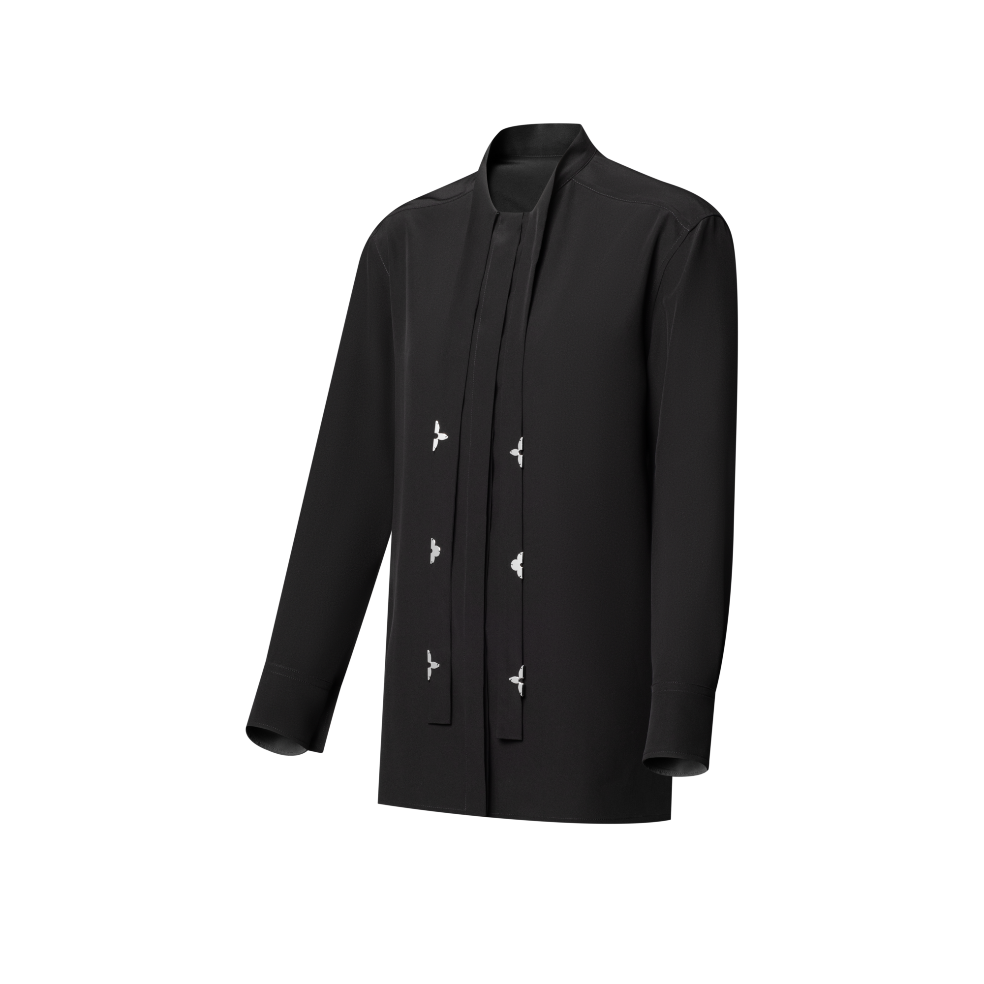 Blouse lavallière à détails Monogram  Femme Prêt-à-porter Hauts | LOUIS VUITTON (Zoom produit)