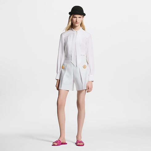 Blouse plissée à lavallière Femme Prêt-à-porter Hauts | LOUIS VUITTON (Zoom produit)