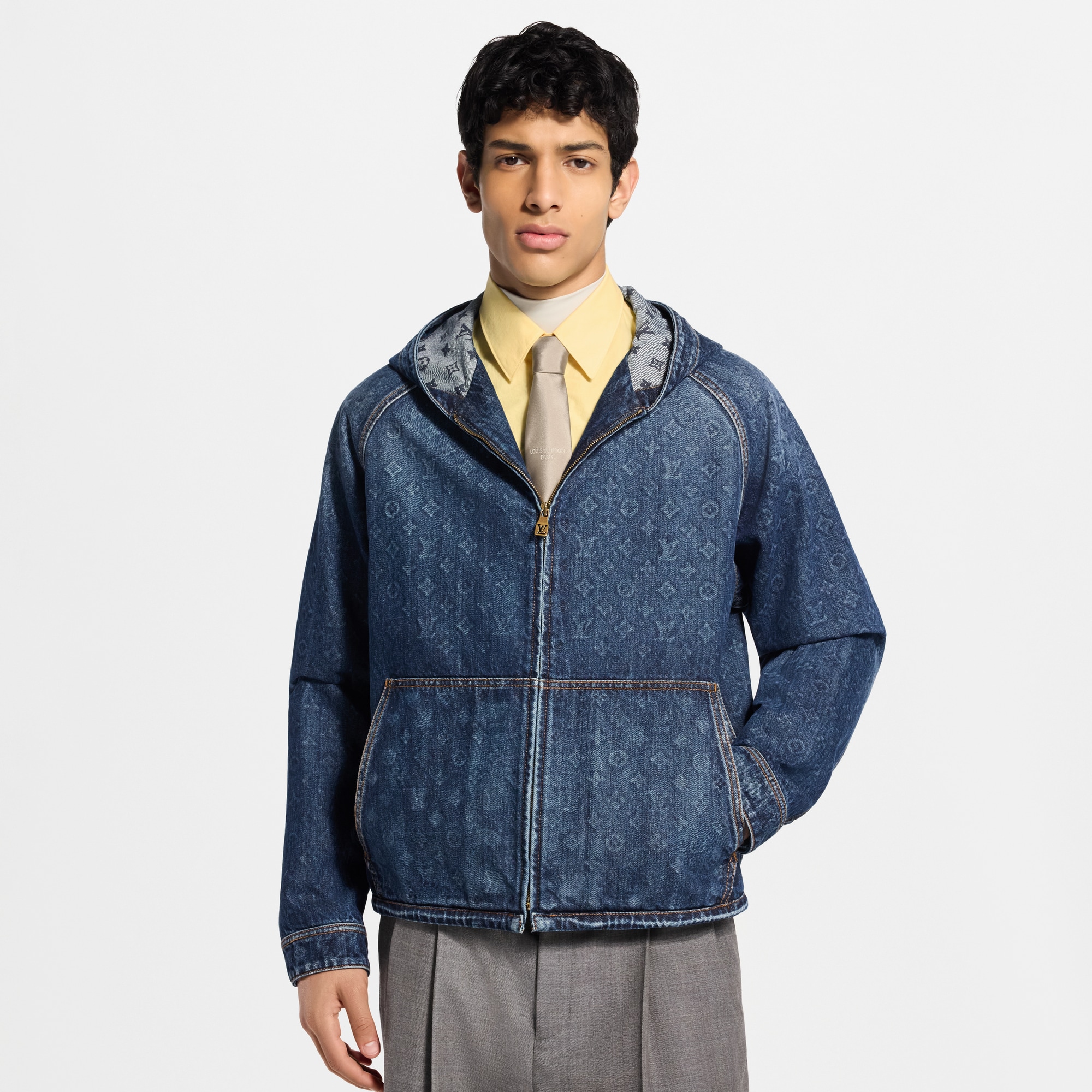 Blouson à capuche en denim Monogram délavé | LOUIS VUITTON