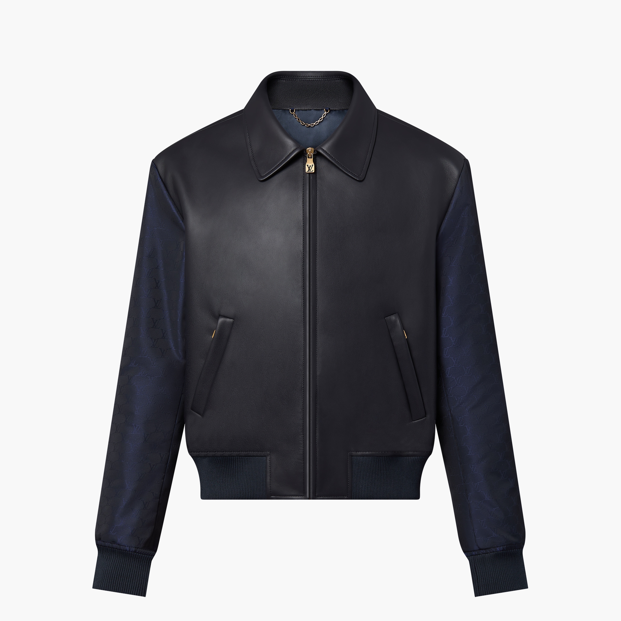 Blouson bimatière en cuir Prêt-à-porter de luxe Homme LOUIS