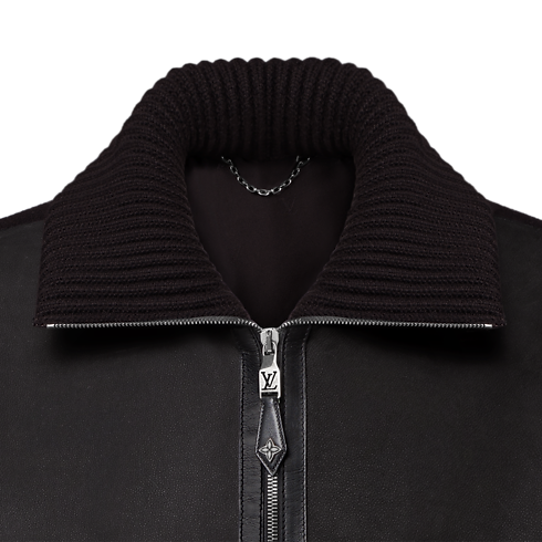 Blouson bimatière en cuir Homme Prêt-à-porter Tout le prêt-à-porter | LOUIS VUITTON (Zoom produit)