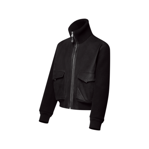 Blouson bimatière en cuir Homme Prêt-à-porter Tout le prêt-à-porter | LOUIS VUITTON (Zoom produit)