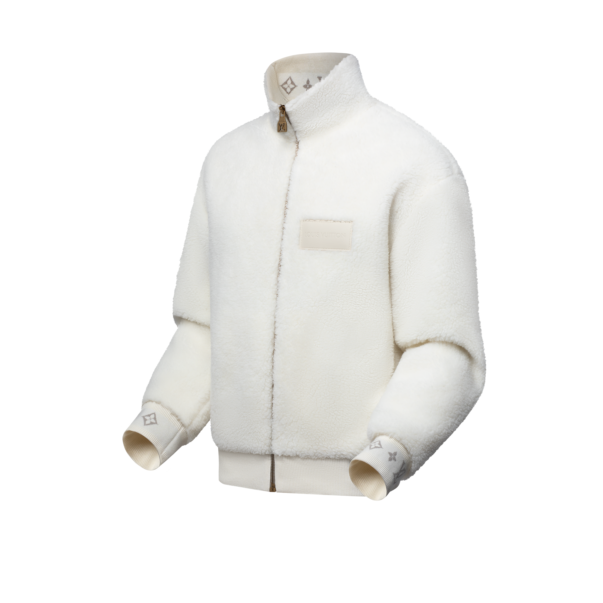Blouson en polaire avec patch en cuir  Homme Prêt-à-porter Tout le prêt-à-porter | LOUIS VUITTON (Zoom produit)
