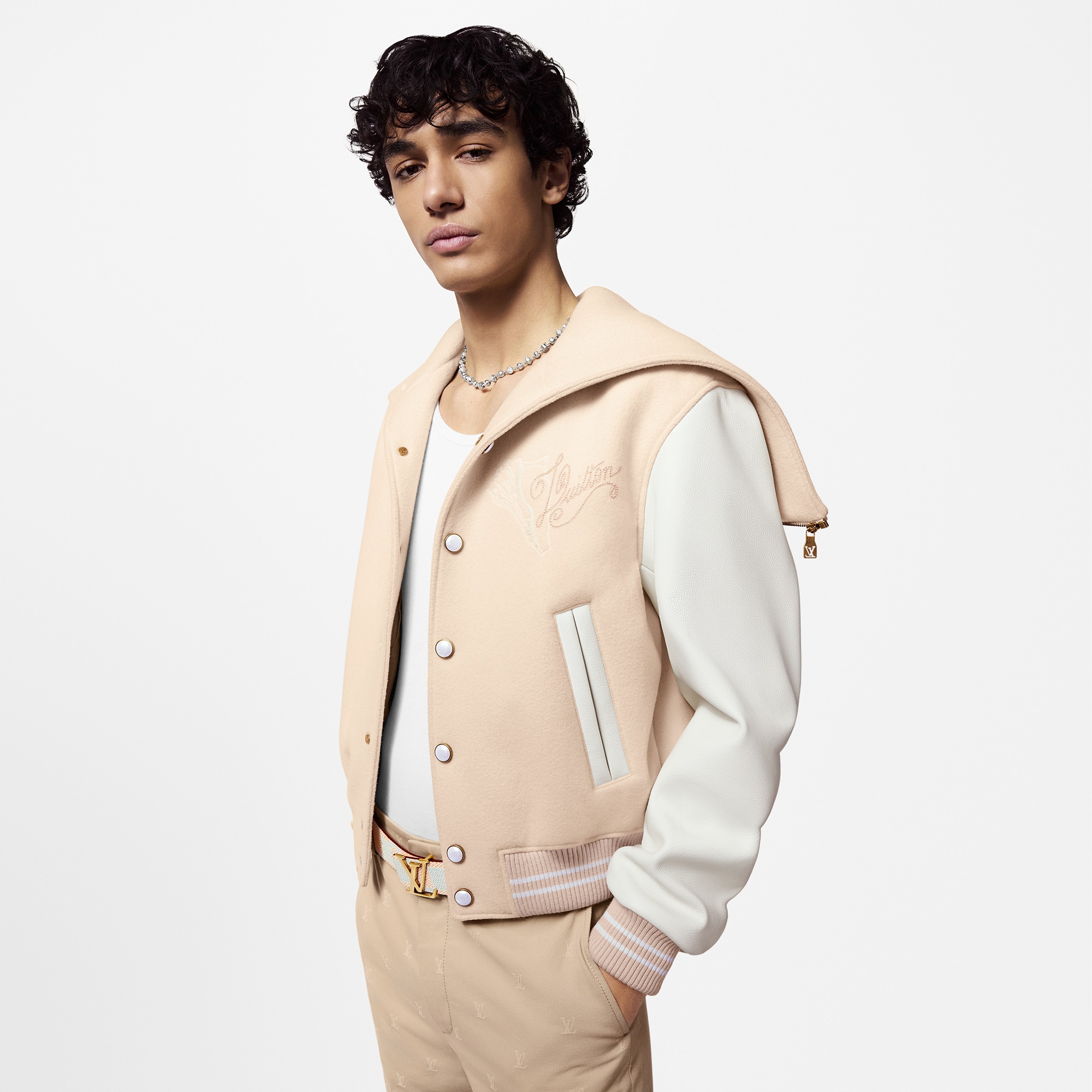 Blouson varsity col marin en cuir de veau  Homme Prêt-à-porter Manteaux et blousons | LOUIS VUITTON (Zoom produit)