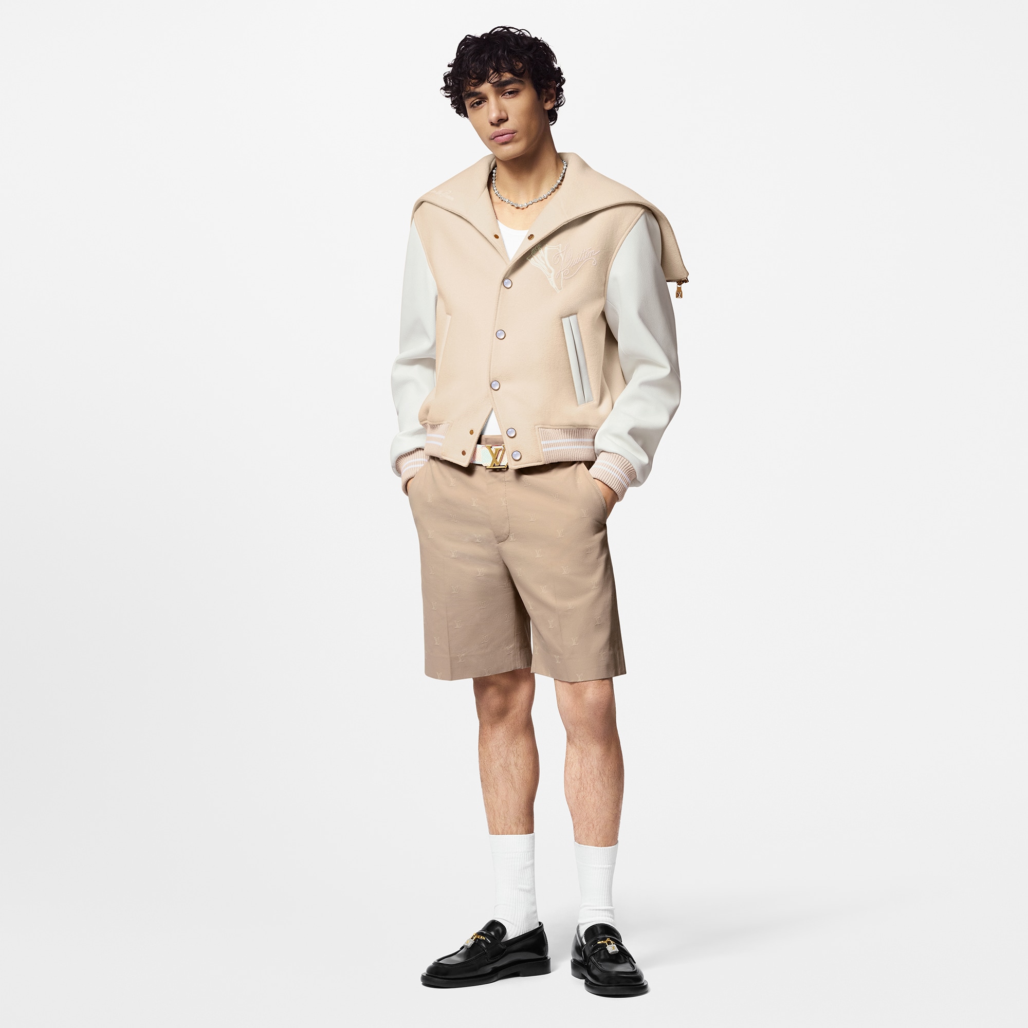 Blouson varsity col marin en cuir de veau  Homme Prêt-à-porter Manteaux et blousons | LOUIS VUITTON (Zoom produit)