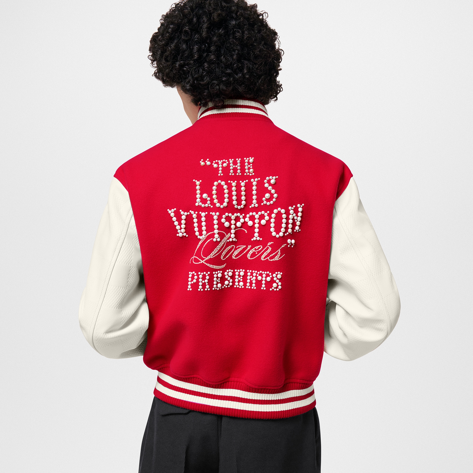 Blouson varsity en cuir mélangé  Homme Prêt-à-porter Manteaux et blousons | LOUIS VUITTON (Zoom produit)