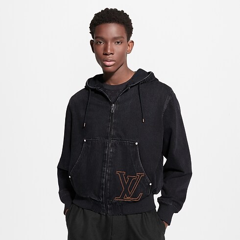 Blouson workwear LV à capuche en denim Homme Prêt-à-porter Tout le prêt-à-porter | LOUIS VUITTON (Zoom produit)