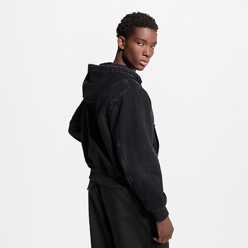 Blouson workwear LV à capuche en denim Homme Prêt-à-porter Tout le prêt-à-porter | LOUIS VUITTON (Zoom produit)
