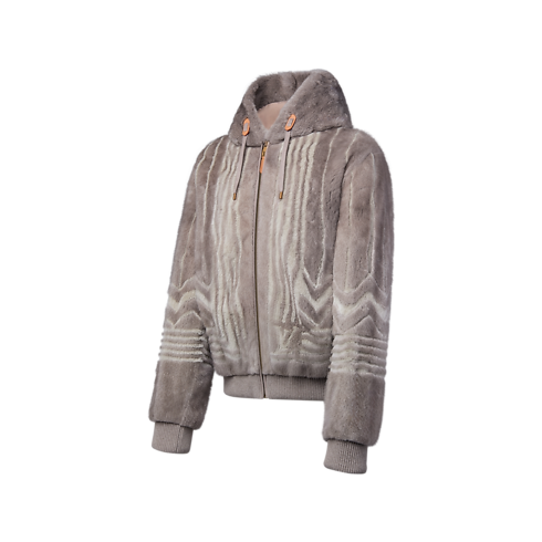 Blouson zippé à capuche en vison vue latérale