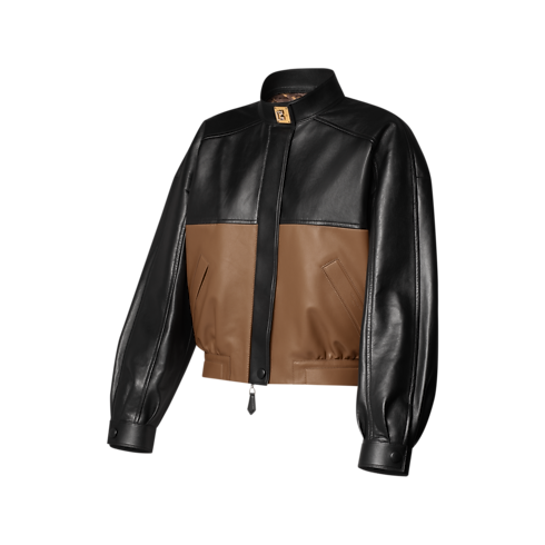 Bomber color-block en cuir vue latérale