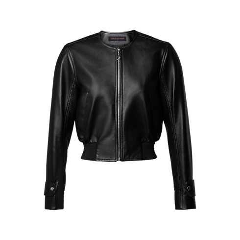 Bomber en cuir à détail Nanogram Femme Prêt-à-porter Manteaux et vestes | LOUIS VUITTON (Zoom produit)