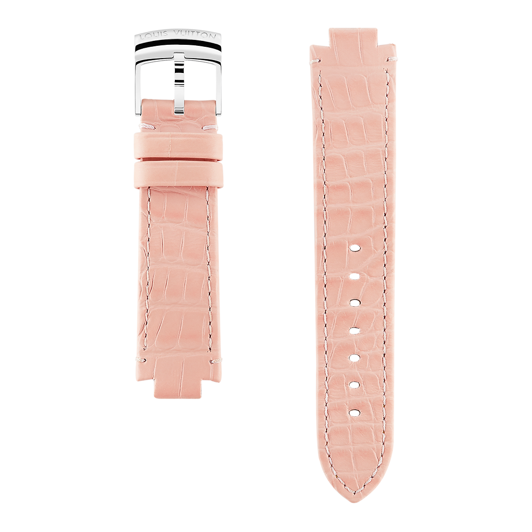 Bracelet De Montre En Cuir Véritable Façon Alligator 24 Mm - Couleur Noisette, Cousu Ton Sur Ton, Neuf