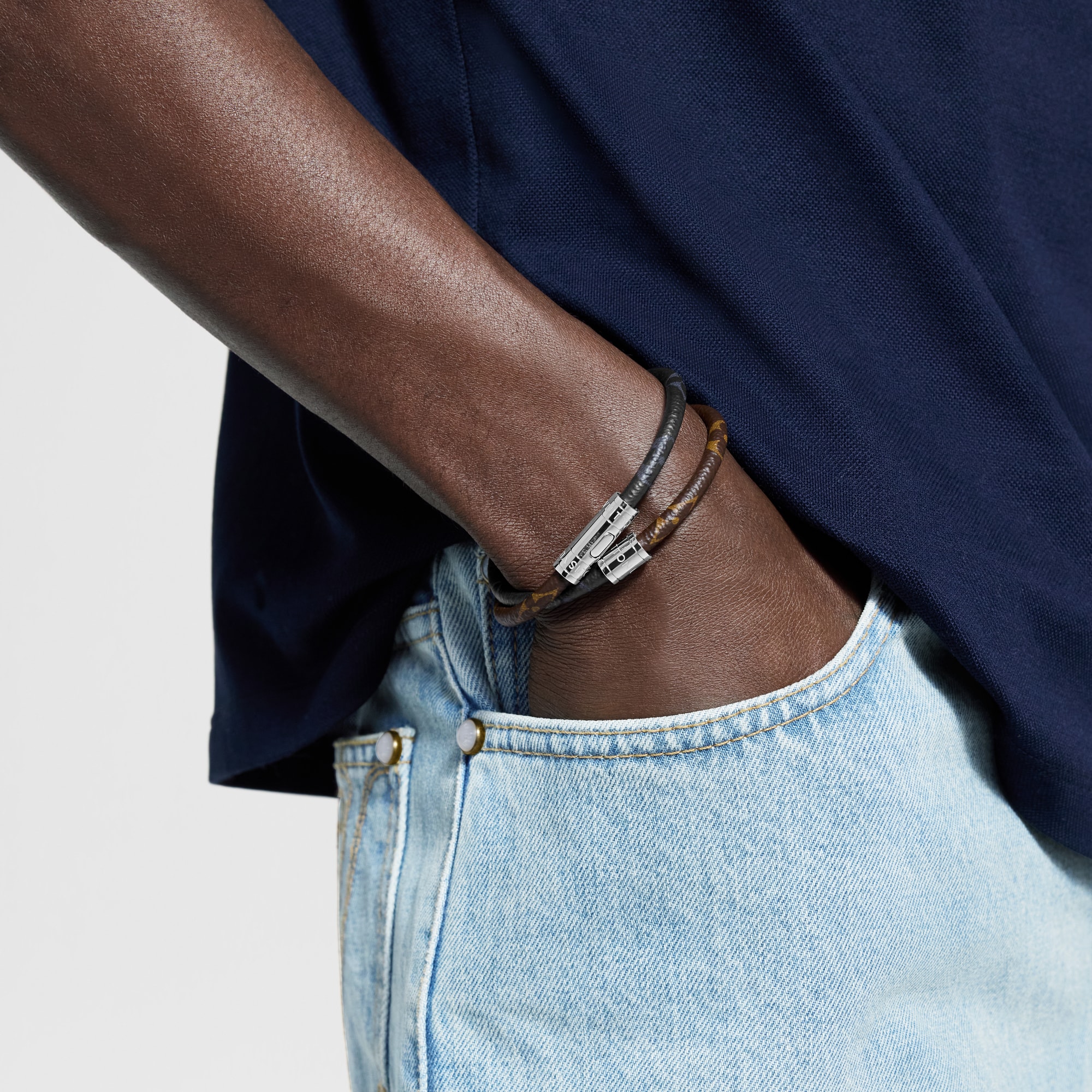 Bracelet en cuir Keep It Double Toile Monogram Homme Bijoux Bracelets | LOUIS VUITTON (Zoom produit)