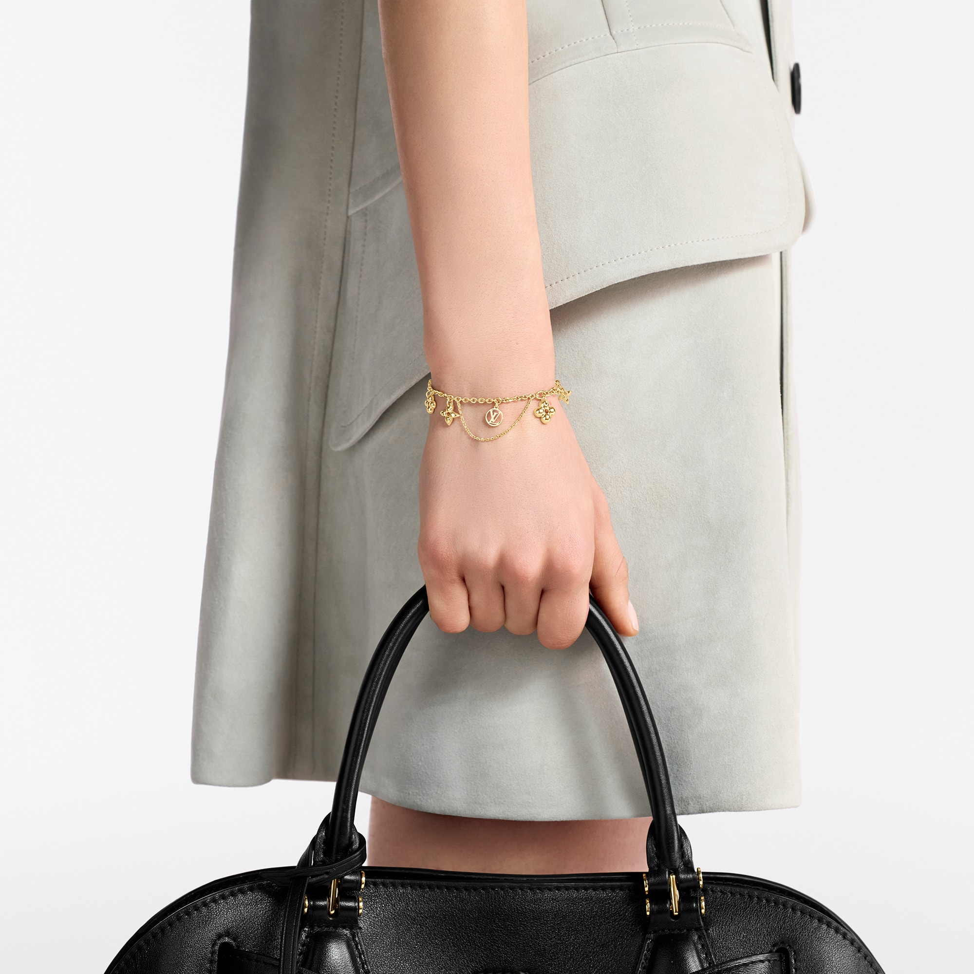 Bracelet Jourdan Esus cuir tressé ACIER BICOLORE ROSE