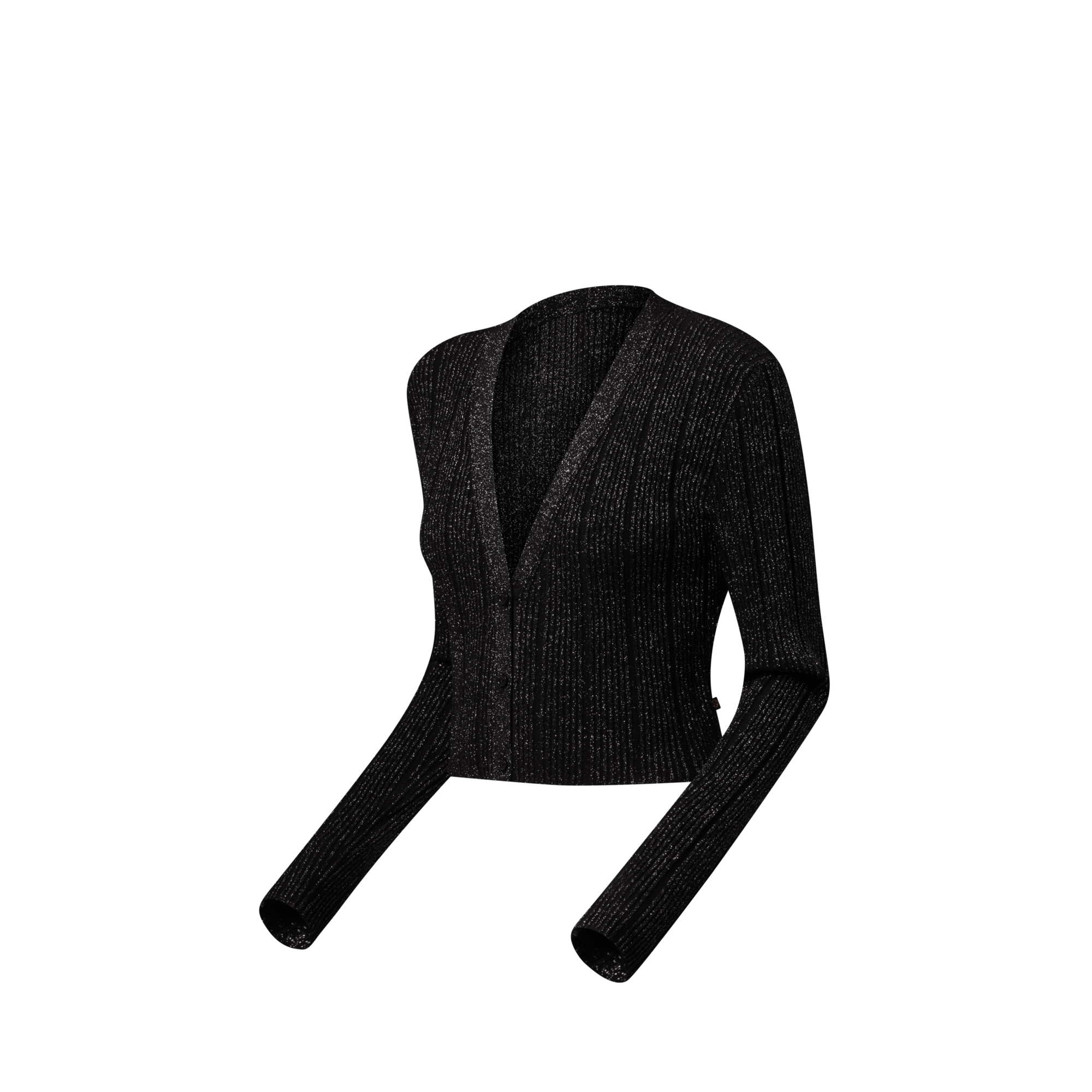 Cardigan court en maille de lurex côtelée  Femme Prêt-à-porter Maille | LOUIS VUITTON (Zoom produit)