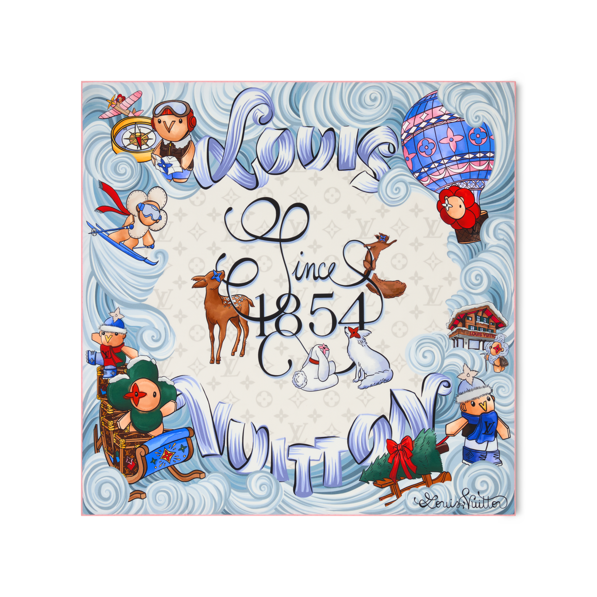 Carré Vivienne Winter Holiday 90 S00 Femme Accessoires Carrés de soie et bandeaux | LOUIS VUITTON (Zoom produit)