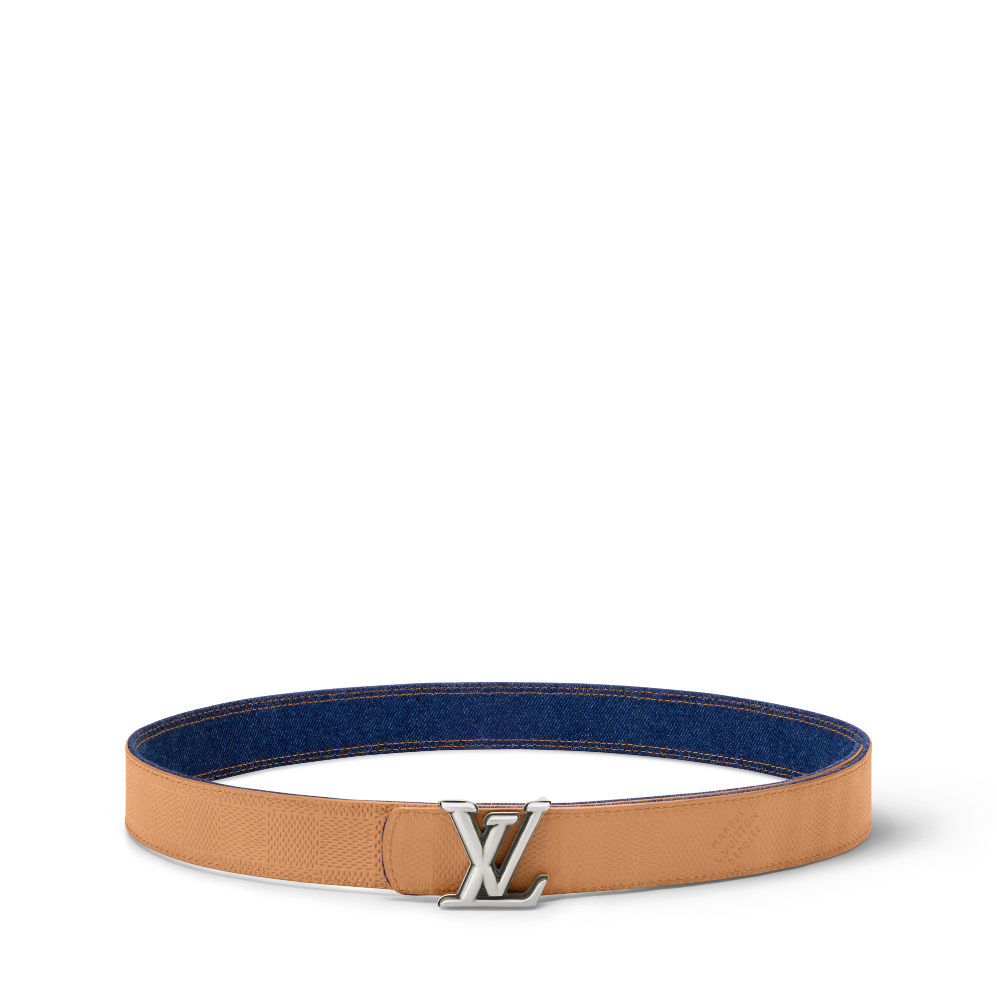 Ceinture LV Dimension Denim 35 mm réversible  Homme Accessoires Ceintures | LOUIS VUITTON (Zoom produit)