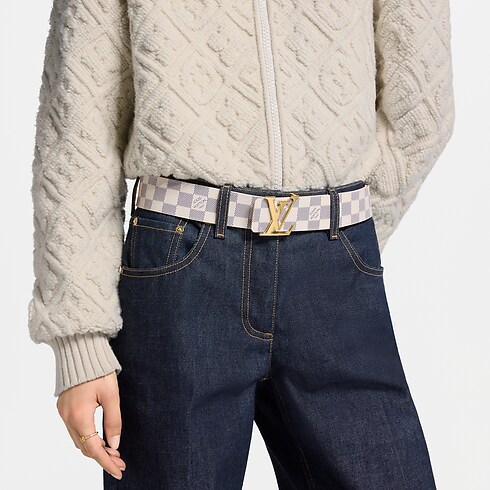 Ceinture LV Initiales 40 mm réversible Toile Damier Azur Femme Accessoires Ceintures | LOUIS VUITTON (Zoom produit)