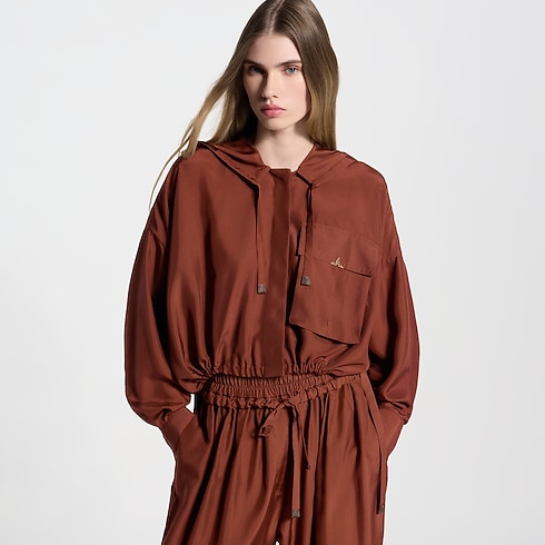 Chemise à capuche en soie lavée Femme Prêt-à-porter Hauts | LOUIS VUITTON (Zoom produit)