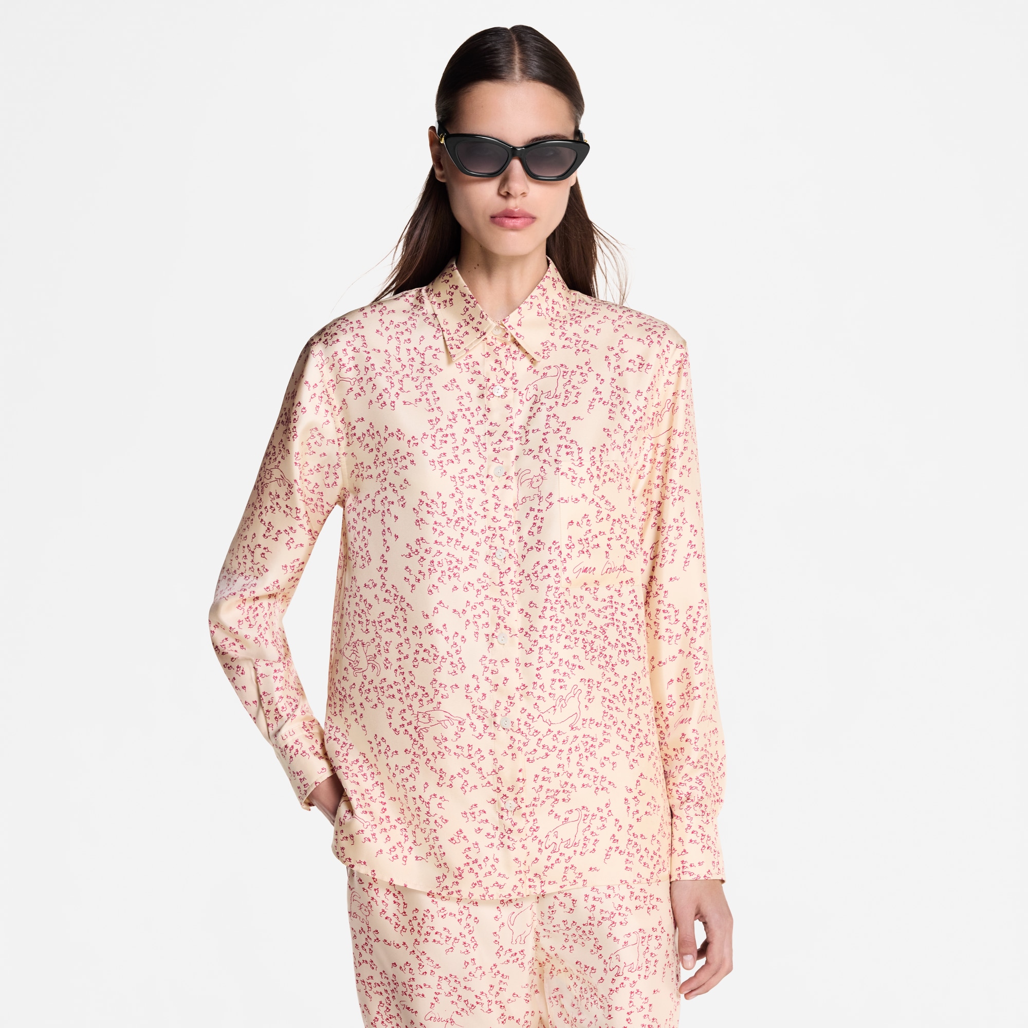 Chemise à imprimé chat et souris en soie  Femme Prêt-à-porter Hauts | LOUIS VUITTON (Zoom produit)