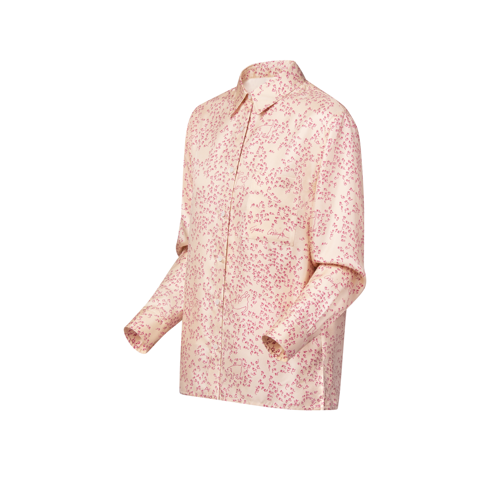 Chemise à imprimé chat et souris en soie  Femme Prêt-à-porter Hauts | LOUIS VUITTON (Zoom produit)