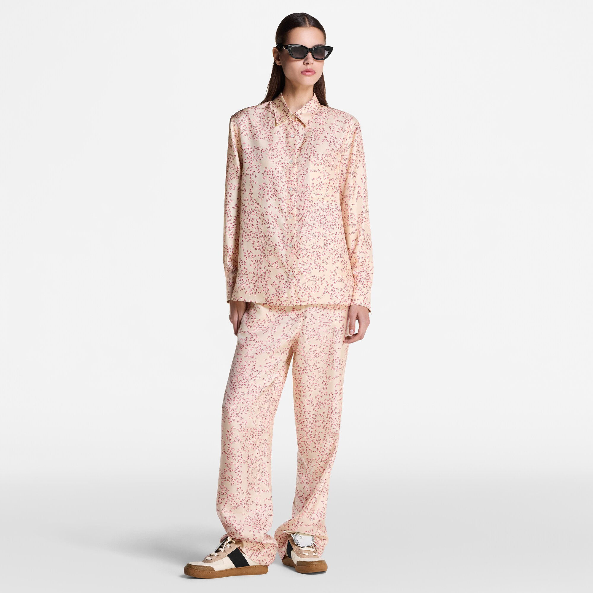 Chemise à imprimé chat et souris en soie  Femme Prêt-à-porter Hauts | LOUIS VUITTON (Zoom produit)