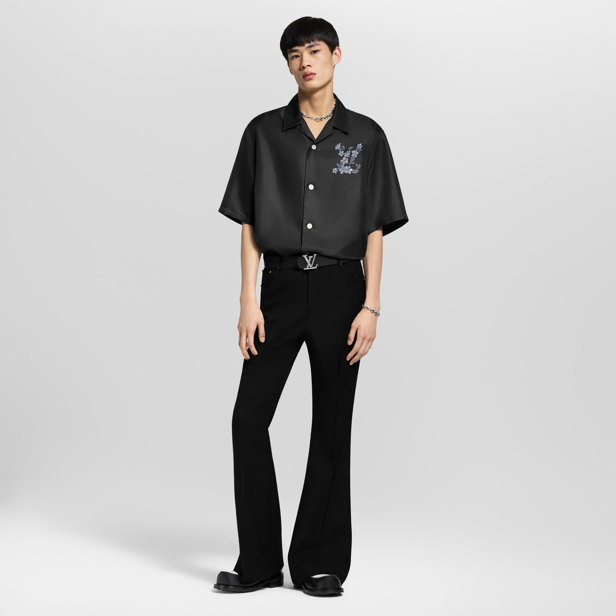Chemise à signature imprimée en soie  Homme Prêt-à-porter Chemises | LOUIS VUITTON (Zoom produit)