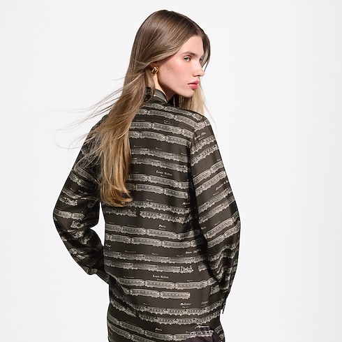 Chemise en soie à imprimé train Femme Prêt-à-porter Tops et chemises | LOUIS VUITTON (Zoom produit)