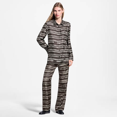 Chemise en soie à imprimé train Femme Prêt-à-porter Tops et chemises | LOUIS VUITTON (Zoom produit)