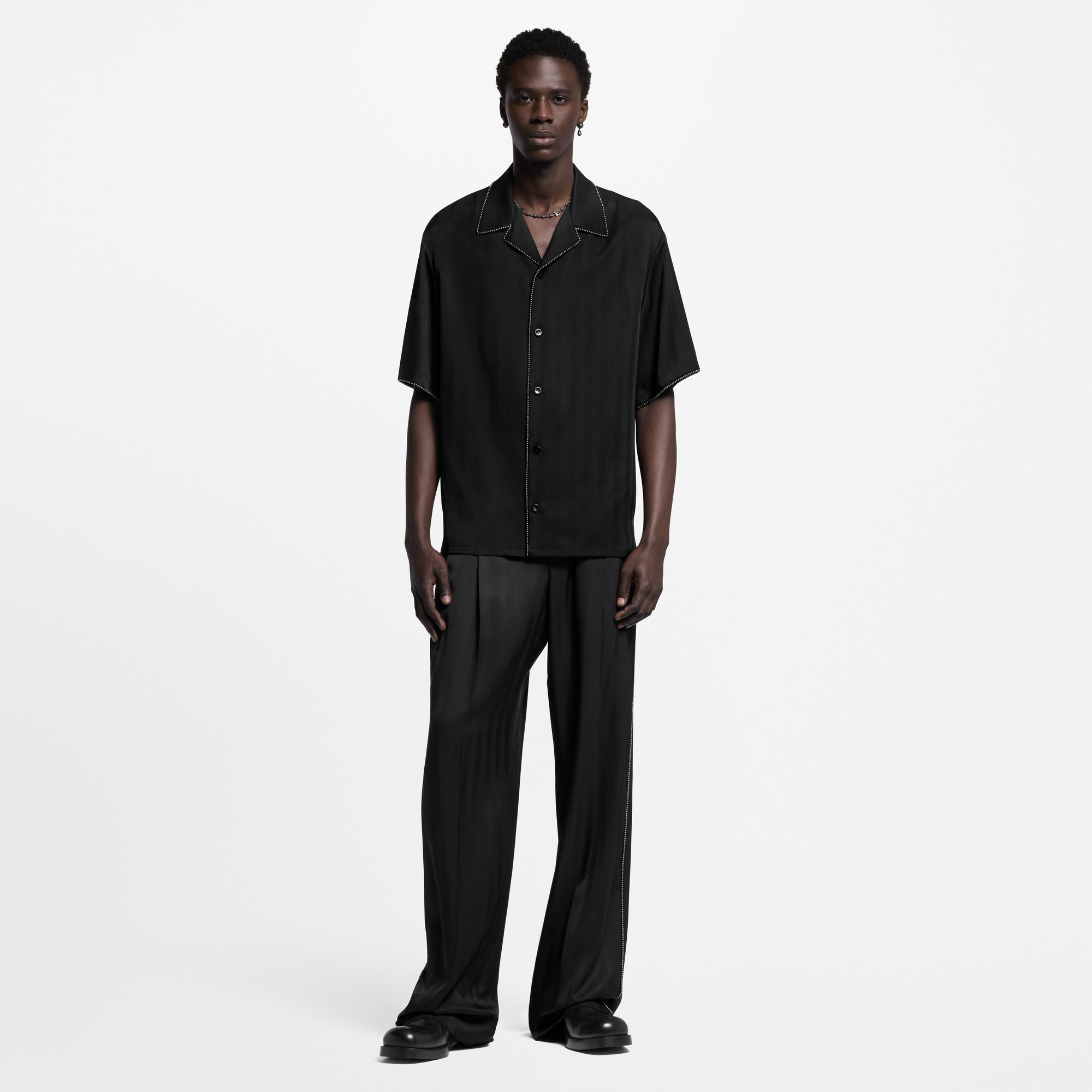 Chemise Homme Bode En Soie Brodée Perles Motif Fleur De Blé - Manches Courtes, Taille M - Neuf Sans étiquettes