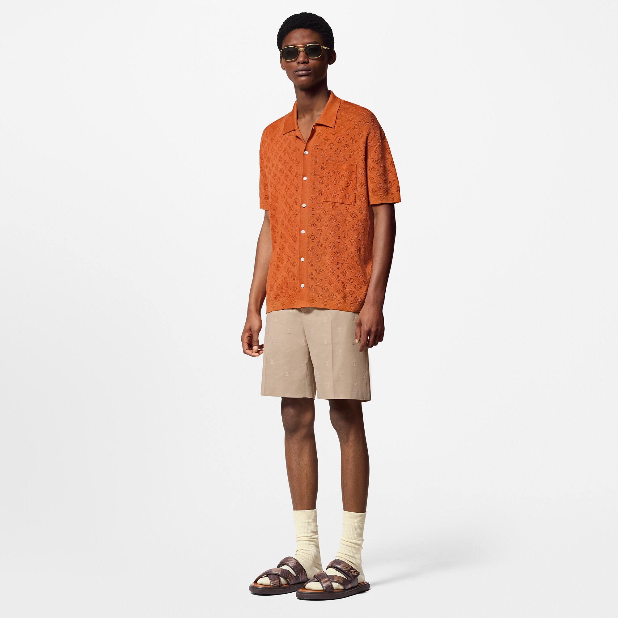 Chemise manches courtes Monogram en pointelle de coton  Homme Prêt-à-porter Chemises | LOUIS VUITTON (Zoom produit)