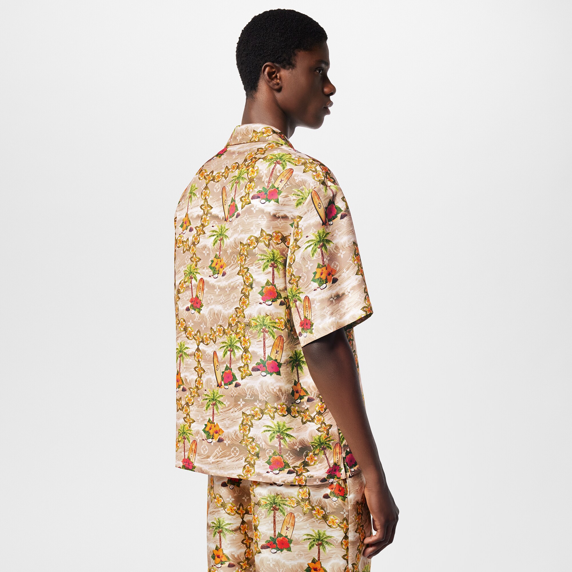 Chemise Hawaïenne Homme Caribbean Joe, Taille L, Verte à Fleurs, En Soie Lavable Manches Courtes