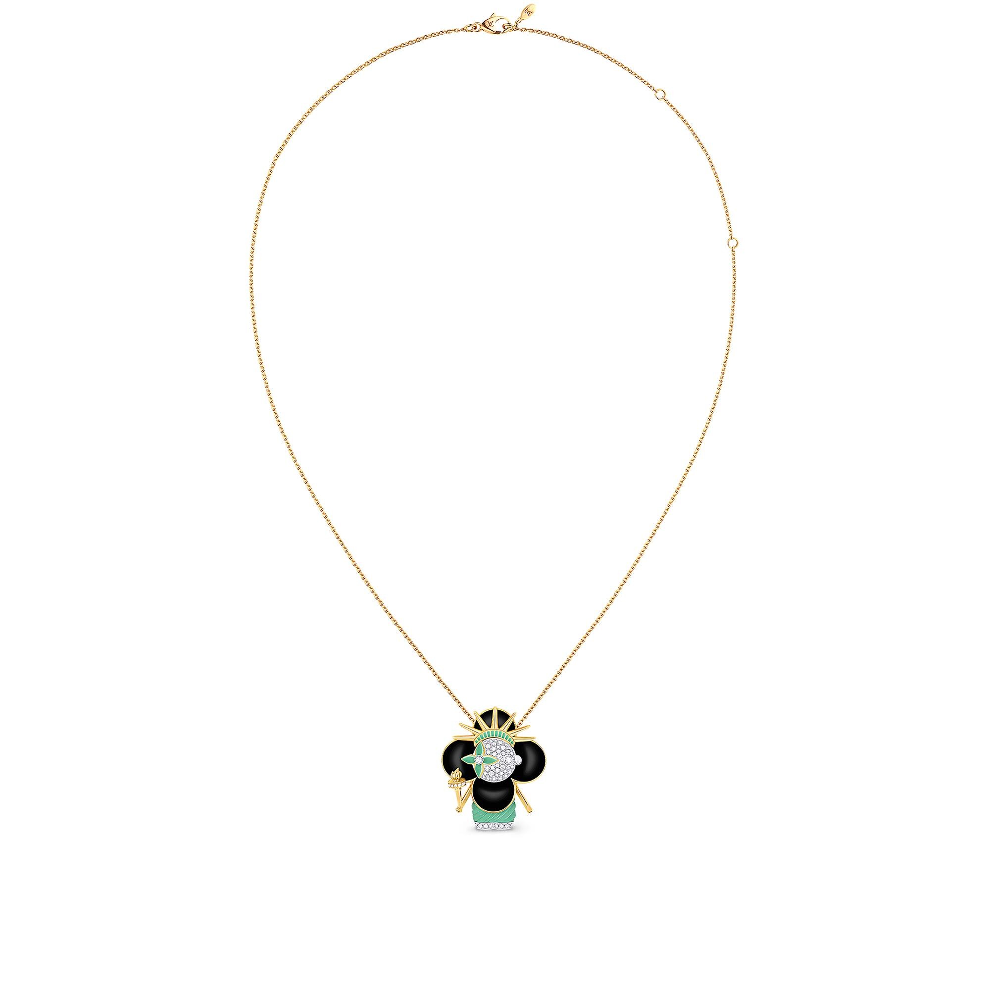 Collier pendentif Vivienne Statue de la Liberté, or blanc, or jaune, laque et diamants  Joaillerie Catégories Colliers et pendentifs | LOUIS VUITTON (Zoom produit)