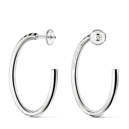Créoles larges Le Damier de Louis Vuitton, or blanc et diamants Jewelry Catégories Boucles d'oreilles | LOUIS VUITTON (Zoom produit)