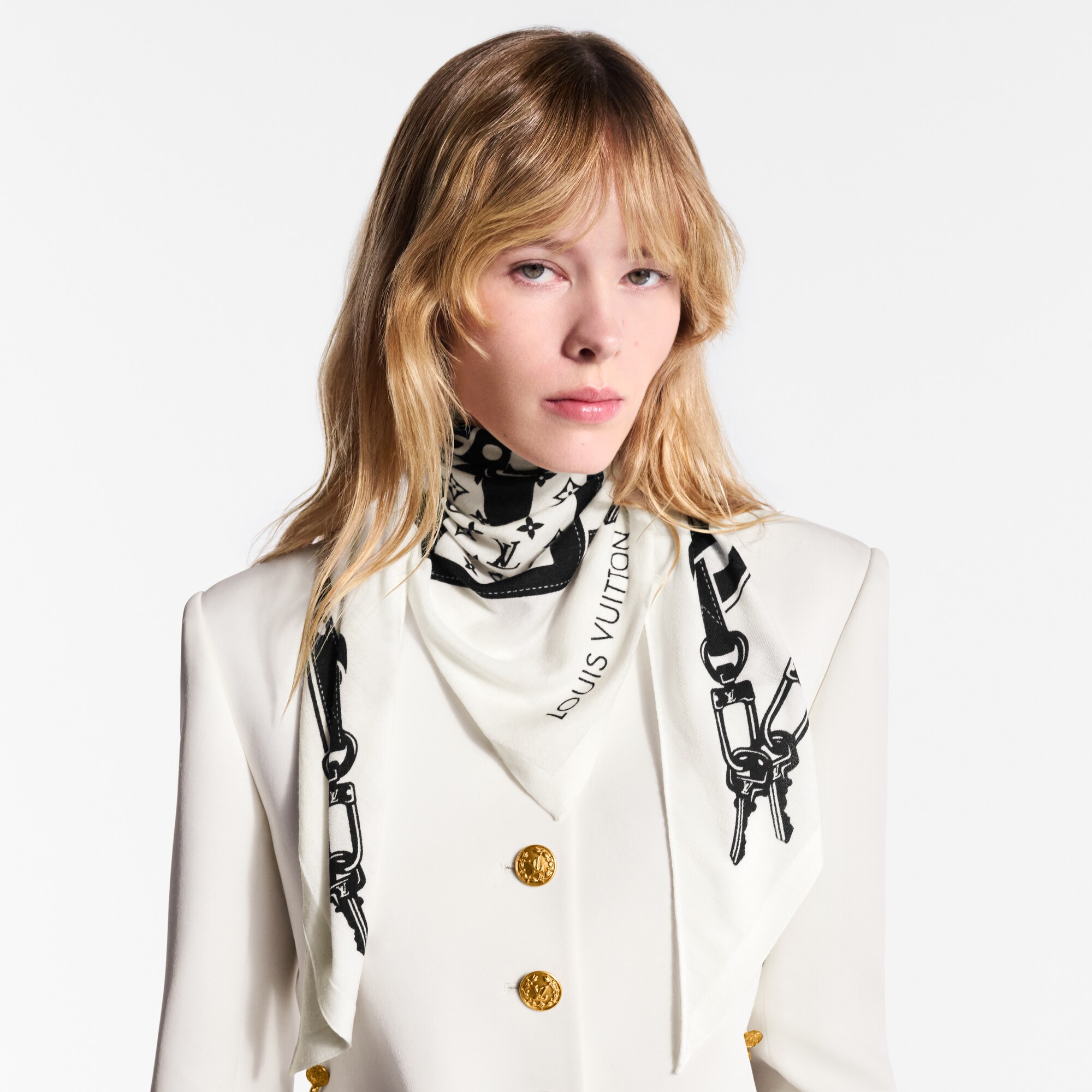 Foulard triangle LV Straps S00 Femme Accessoires Carrés de soie et bandeaux | LOUIS VUITTON (Zoom produit)