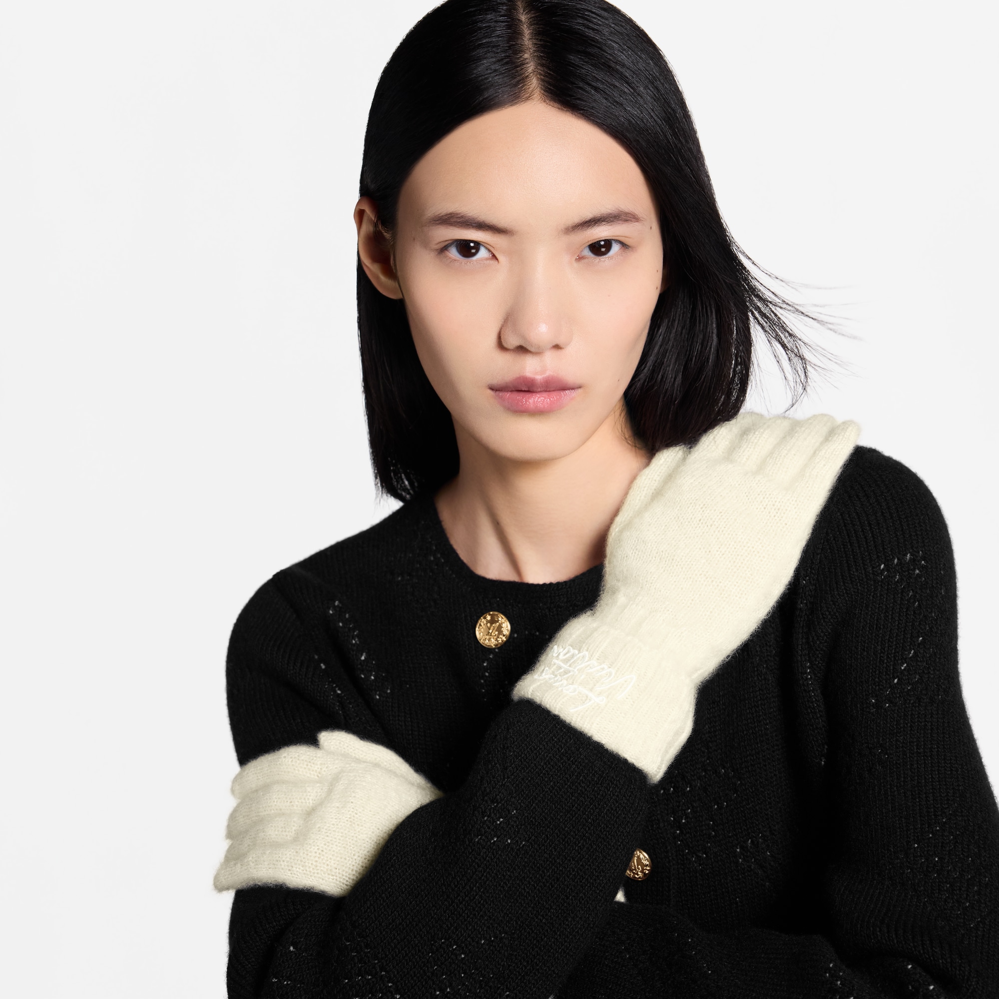 Gants LV Script S00 Femme Accessoires Chapeaux et Casquettes | LOUIS VUITTON (Zoom produit)