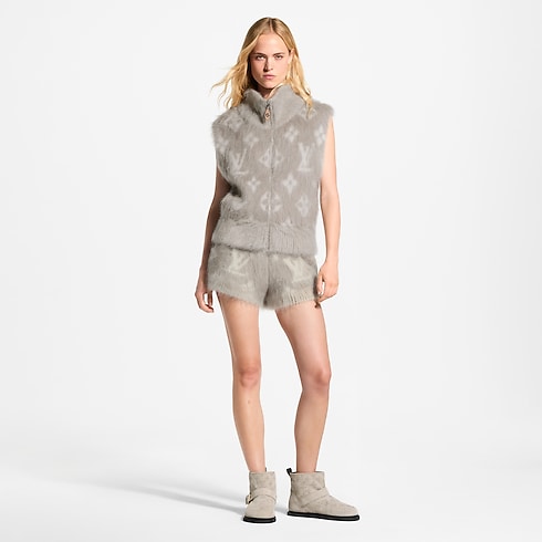Gilet zippé Monogram en maille brossée Femme Prêt-à-porter Maille | LOUIS VUITTON (Zoom produit)
