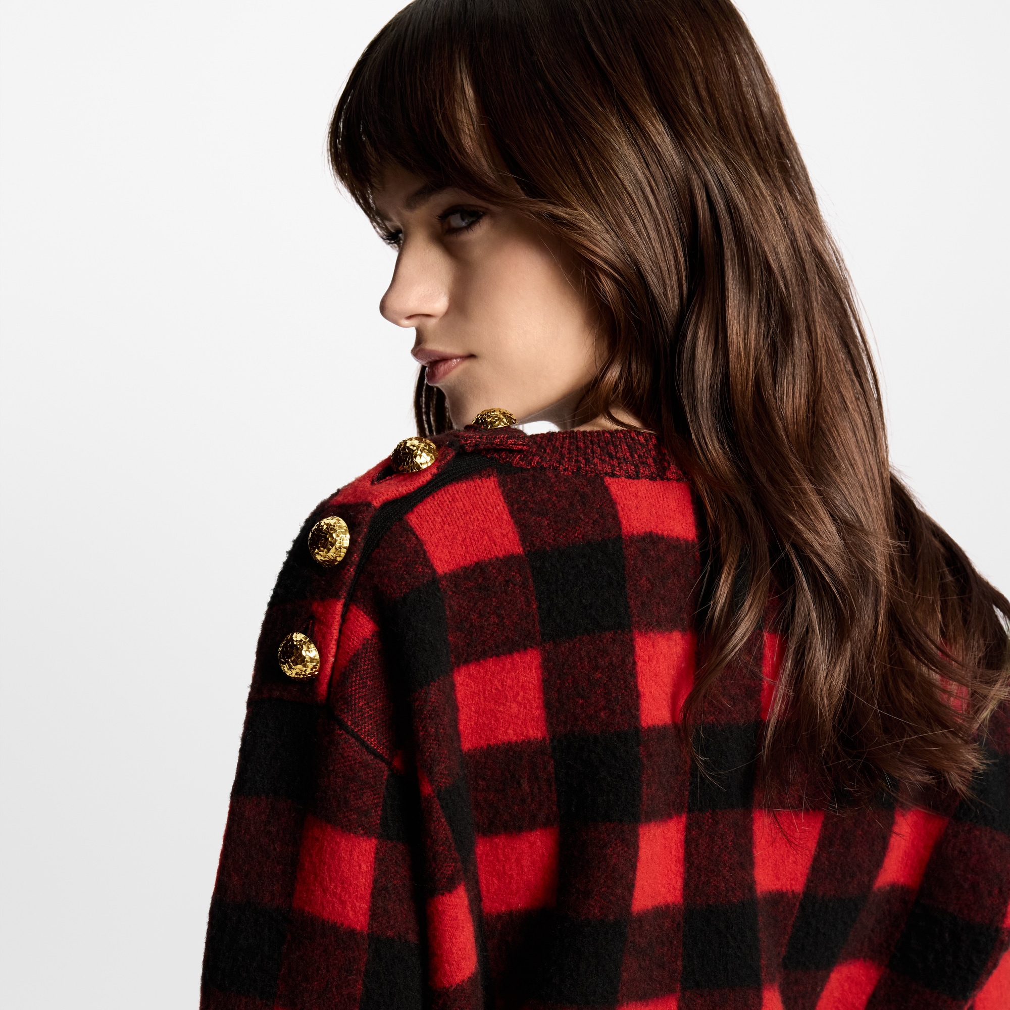 Haut à carreaux graphiques en maille  Femme Prêt-à-porter Hauts | LOUIS VUITTON (Zoom produit)