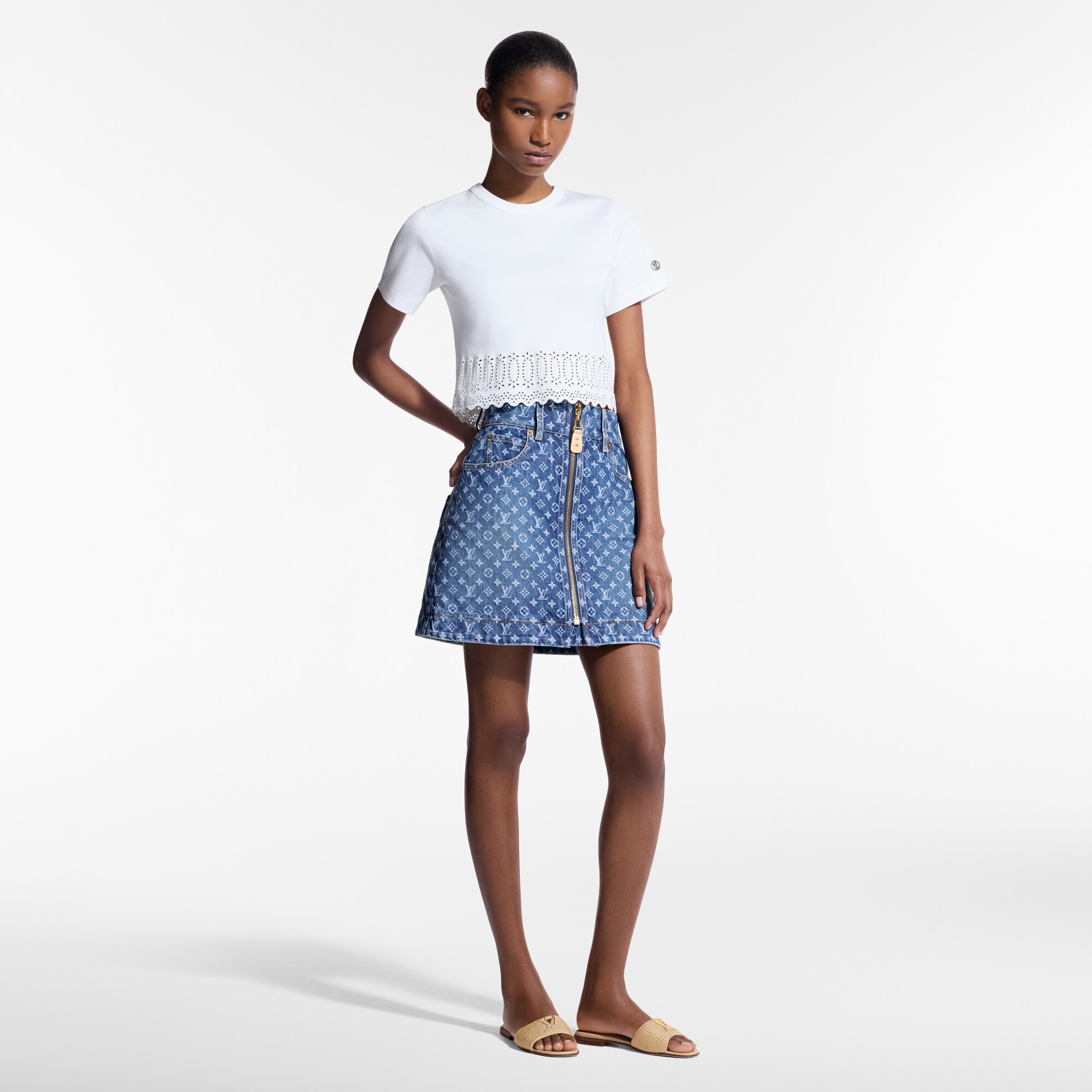 Haut court à ourlet en broderie  Femme Prêt-à-porter Hauts | LOUIS VUITTON (Zoom produit)