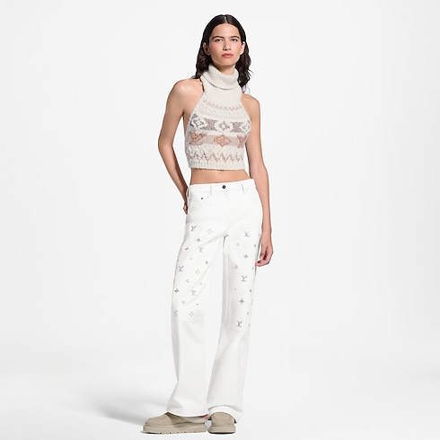 Haut court en maille alpine à sequins Femme Prêt-à-porter Tops et chemises | LOUIS VUITTON (Zoom produit)
