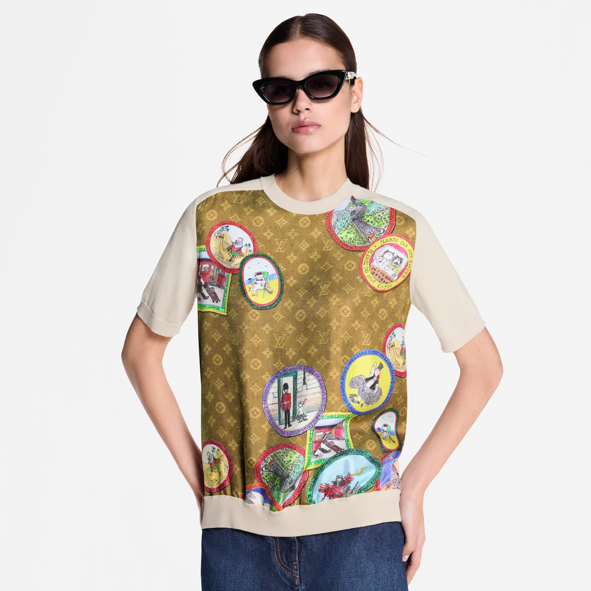 Haut Monogram à sceaux chats en maille  Femme Prêt-à-porter Hauts | LOUIS VUITTON (Zoom produit)