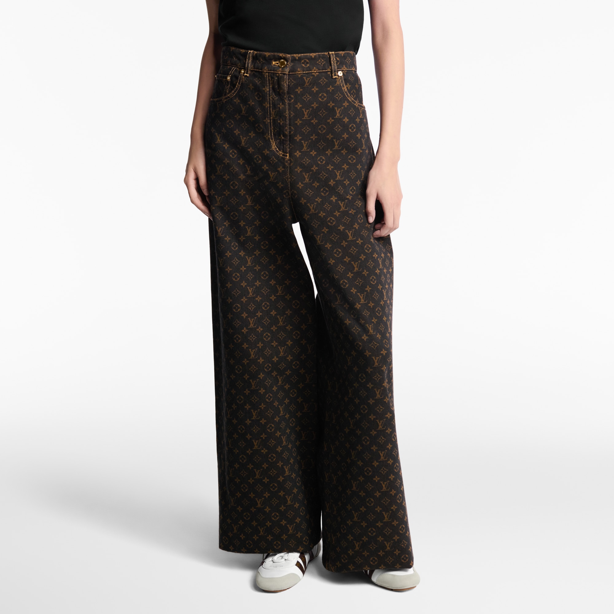 Jean droit à motif Monogram  Femme Prêt-à-porter Pantalons | LOUIS VUITTON (Zoom produit)