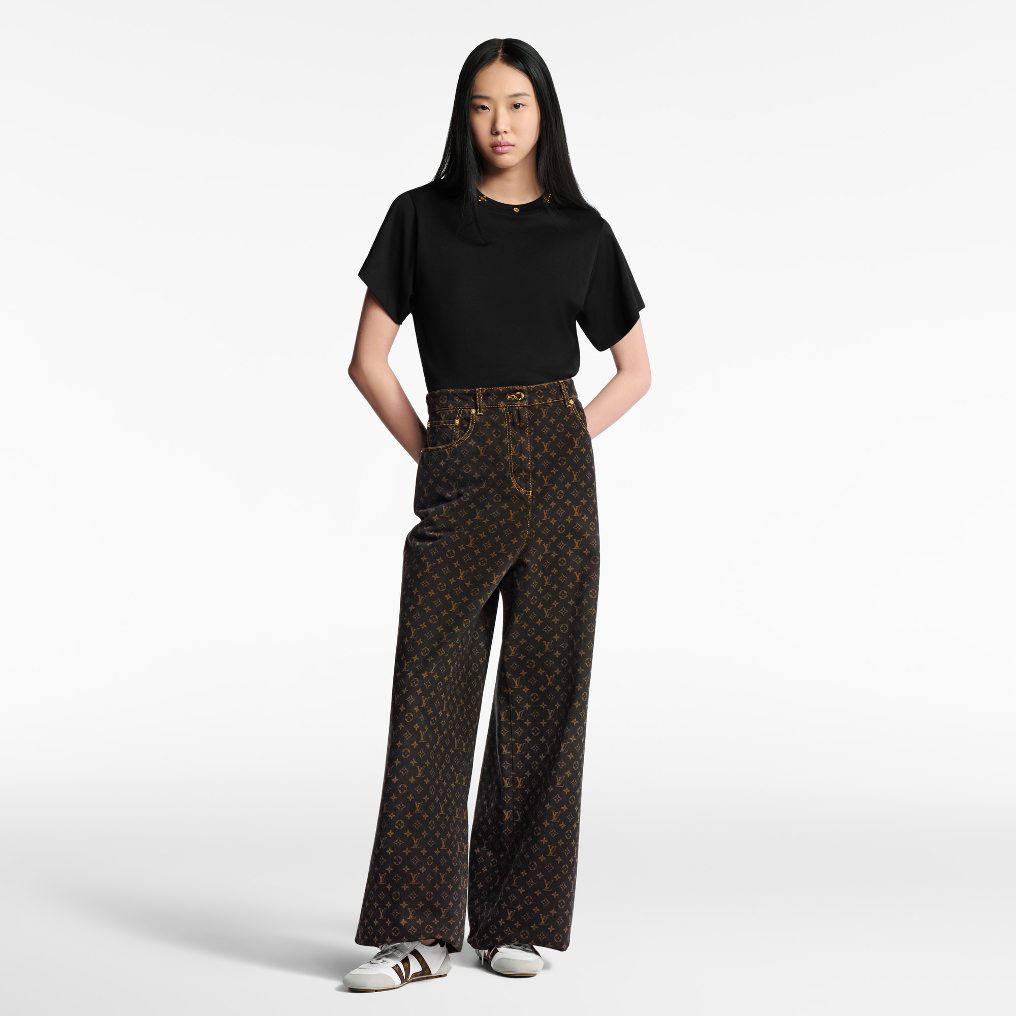 Jean droit à motif Monogram  Femme Prêt-à-porter Pantalons | LOUIS VUITTON (Zoom produit)