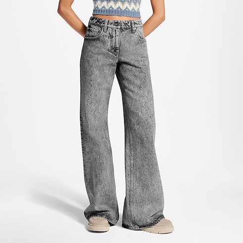 Jean évasé délavé à la pierre Femme Prêt-à-porter Pantalons et shorts | LOUIS VUITTON (Zoom produit)
