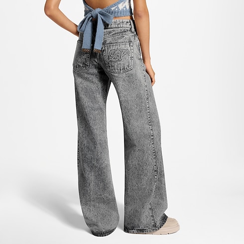 Jean évasé délavé à la pierre Femme Prêt-à-porter Pantalons et shorts | LOUIS VUITTON (Zoom produit)